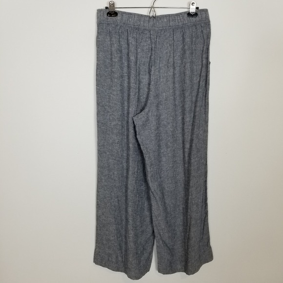 Sigrid Olsen Women Linen Blend Wide Leg Pants Sz L Gray Electric Waist Crop - Picture 4 of 8